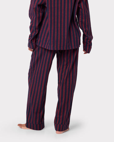 Flannel Red & Navy Stripe Print Pyjama Bottoms